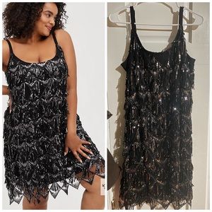 Torrid sequin beaded fringe sleeveless dress